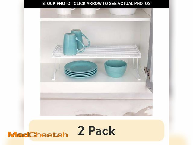 Lot 74-12685762 - (2 pack) Mainstays Adult Metal Kitchen Pantry Organization Wire Stacking Single Shelf, 22"x10"x7", W...