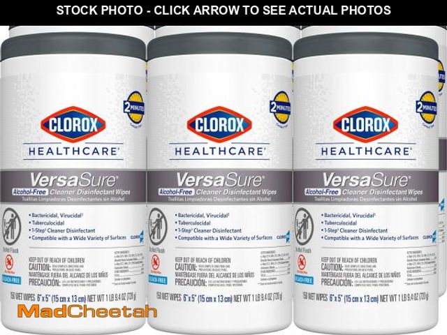 Lot 74-12398911 - Clorox Healthcare VersaSure Cleaner Disinfectant Wipes, 6" x 5", 150 Count Canister, Pack of 6 (Pack...