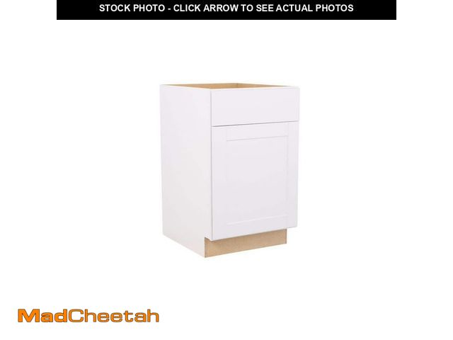 Lot 74-14221843 - Hampton Bay Shaker 21 in. W x 24 in. D x 34.5 in. H Assembled Base Kitchen Cabinet in Satin White - ...