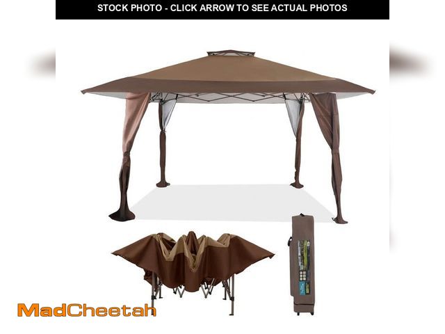 Lot 74-13821373 - PHI VILLA 13 ft. x 13 ft. Brown Portable Gazebo Pop-Up Canopy - UNUSED