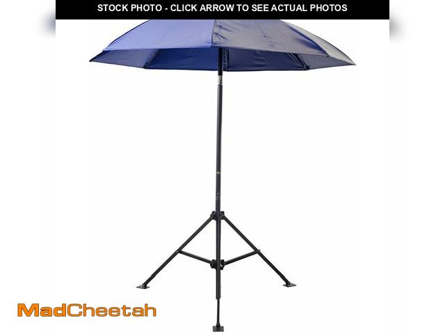Lot 74-13070624 - (MISSING TRIPOD) Lapco FR LAP-UM7VB Heavy-Duty Construction Umbrella, Vinyl, 7', Blue - USED