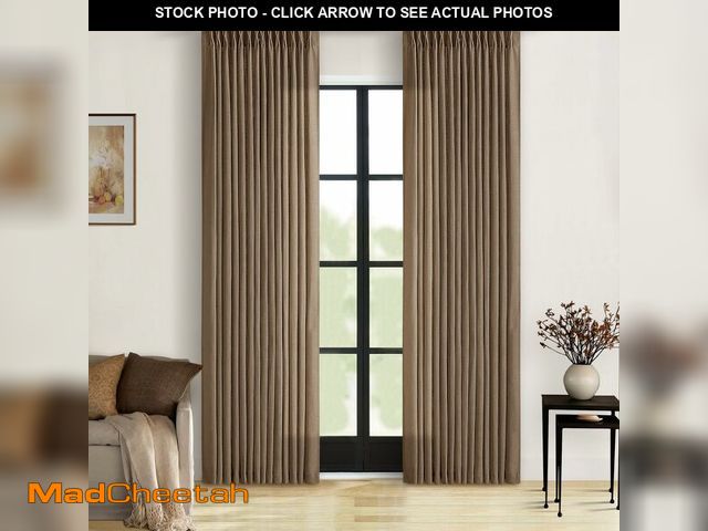 Lot 74-12970272 - Brown Pinch Pleated Linen Curtains 84 Inches Long 2 Panels Set for Living Room Dining Pinch Pleat Ba...