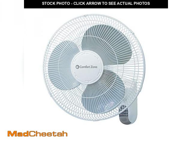 Lot 74-12397787 - Comfort Zone Oscillating Wall Mount Fan with Remote Control, Timer, Auto Shut Off, Adjustable Tilt, ...