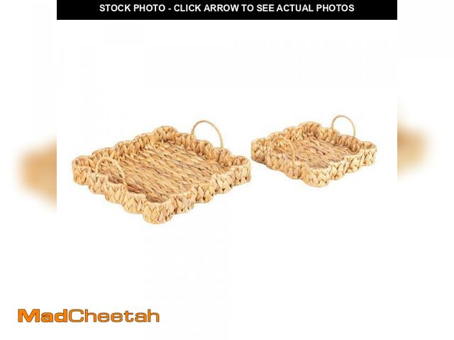 Lot 74-12517836 - HOUSEHOLD ESSENTIALS Woven Storage Brown Square Water Hyacinth 13 in. Decorative Tray 2-Pack - UNUSE...