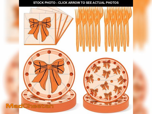 Lot 74-13569930 - Havawish 96 Pcs Basketball Coquette Party Supply Basketball Bow Birthday Party Decoration Disposable...