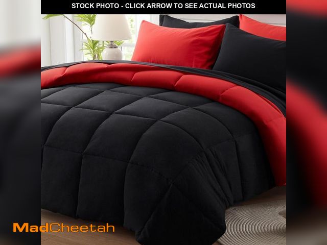 Lot 74-11546344 - Anluoer King Size Bed in a Bag 7 Pieces, Black Comforter Set with Sheets, All Season Bedding Sets wi...
