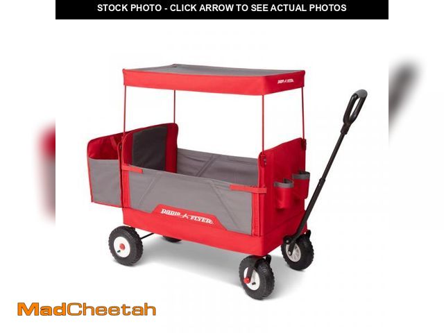 Lot 74-12477583 - Radio Flyer 3-in-1 All-terrain EZ Fold Wagon With Canopy Red And Gray - USED