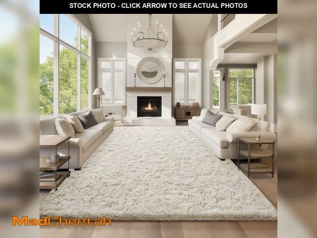Lot 74-13953021 - Ophanie Area Rugs 9x12 Living Room, Large Ivory Bedroom Carpet, Big Shag Indoor Thick Soft Nursery R...