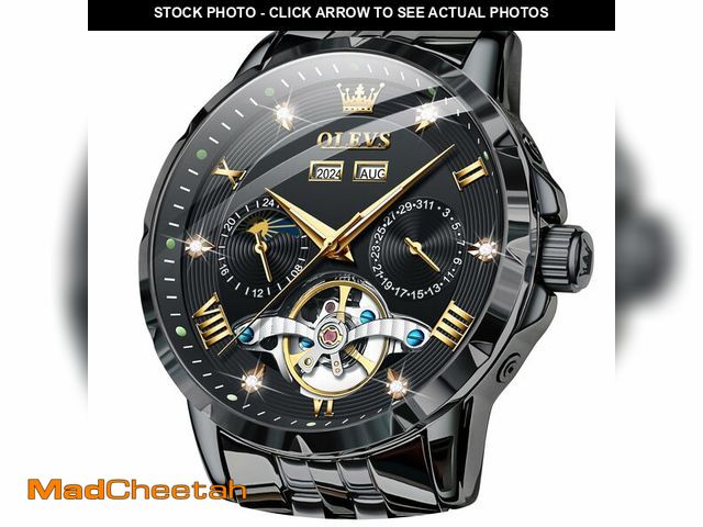 Lot 74-14212029 - OLEVS Automatic Mens Watches Self Winding Mechanical Skeleton Luxury Business Dress Stainless Steel ...