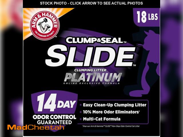 Lot 74-13733532 - ARM &amp; HAMMER Clump &amp; Seal SLIDE Platinum Multi-Cat Clumping Cat Litter, 14-Day Odor Control,...