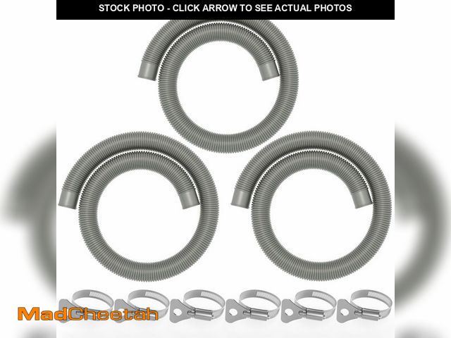 Lot 74-14338444 - Poolvio 1.5" x 59" Above Ground Pool Hoses, 3-Pack, Gray- Heavy Duty UV Resistant Leak-Proof Replace...