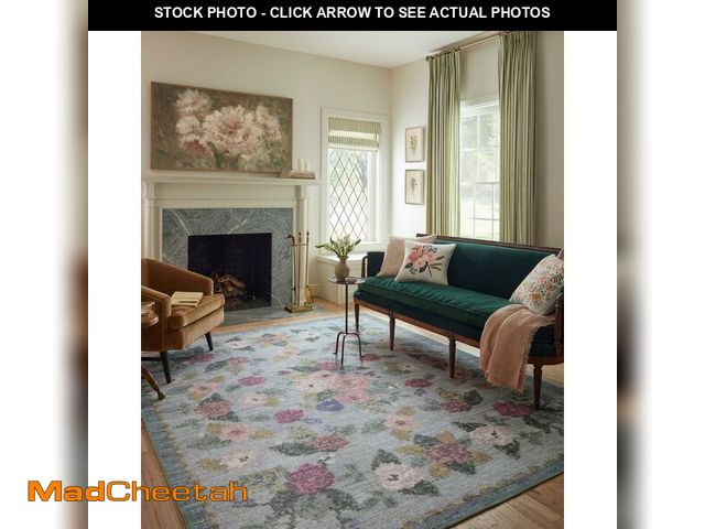 Lot 74-12569093 - Loloi Rifle Paper Co. Rosa Collection RSA-02 Sky 7'-6" x 9'-6" Area Rug - UNUSED