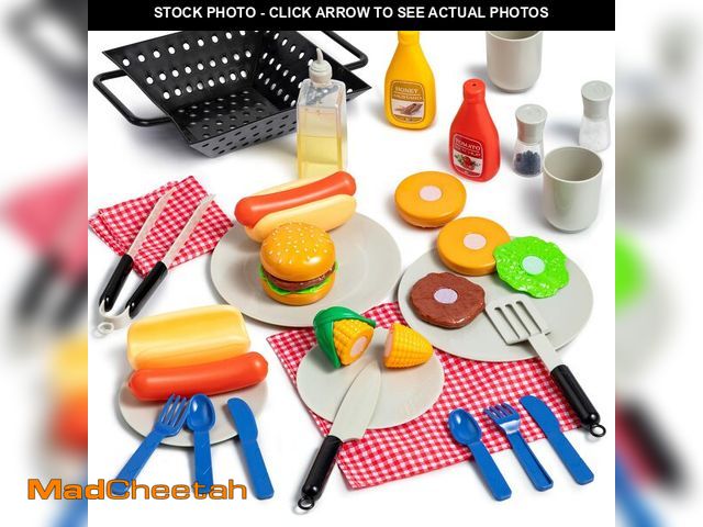 Lot 74-14263590 - 27 PCS Kids BBQ Grill Playset Backyard Barbecue Play Grill Toy Set for Toddlers, Play Food Sets for ...