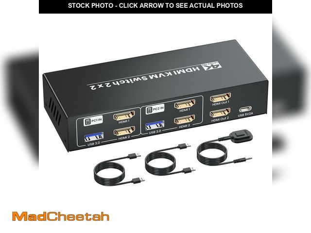 Lot 74-14048615 - HDMI KVM Switch 2 Minitors 2 Computers, USB 3.0 4K@60Hz Dual Monitor HDMI KVM Switch 2 in 2 Out for ...