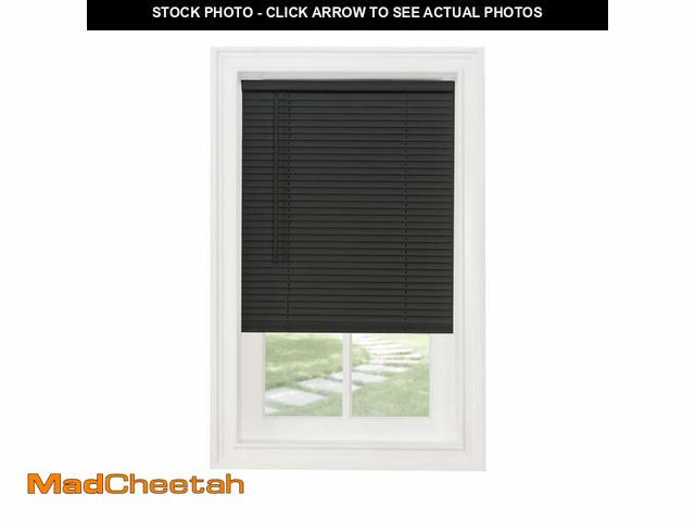 Lot 74-14584973 - Cordless Vinyl Light Filtering Window Mini Blind, Black, 64" L x 23" W - UNUSED