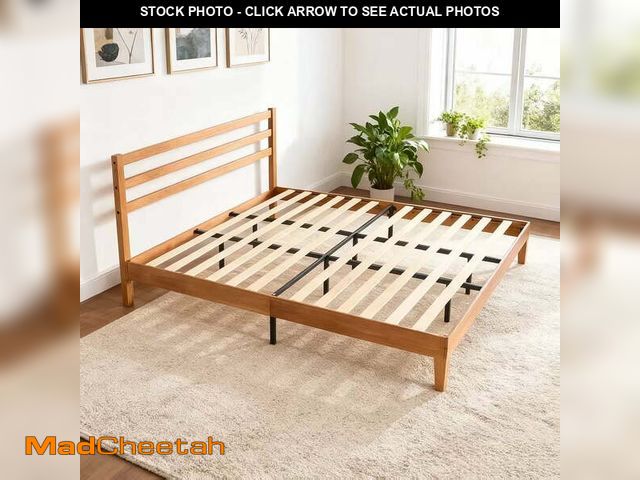 Lot 74-13766834 - EDX Wood Full Size Bed Frame with Headboard - Walnut Finish, Solid Wood Slat Support System, No Box ...