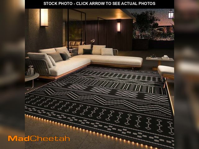 Lot 74-14260135 - SIXHOME Outdoor Rug with LED Strip Lights 8'x10' Waterproof Patio Rug Reversible Indoor Outdoor Rug ...