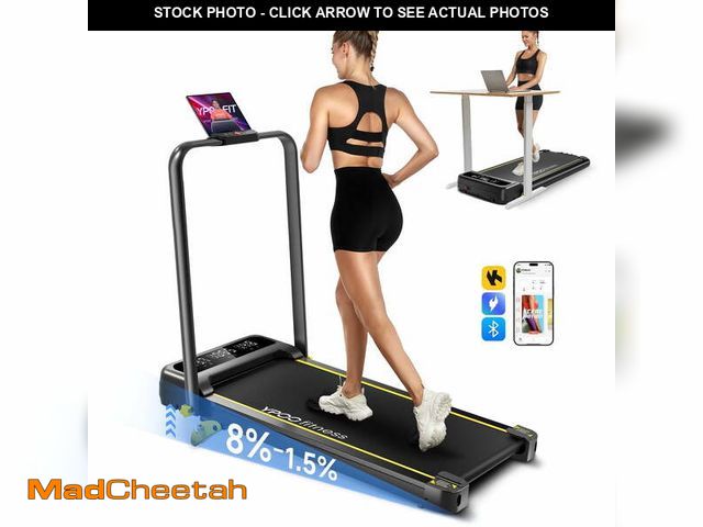 Lot 74-13774663 - YPOO Foldable Treadmill with Incline and Handle, Portable Walking Pad for Home/Office, 300 lb Capaci...