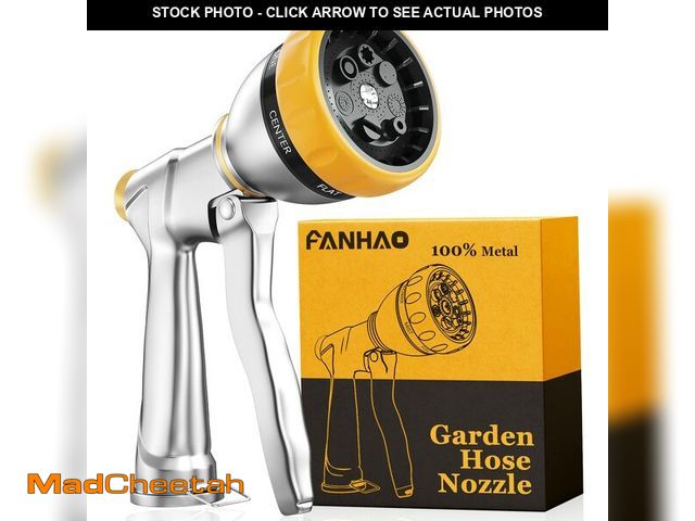 Lot 74-14147186 - FANHAO Garden Hose Nozzle Sprayer, 100% Heavy Duty Metal Water Hose Sprayer with 7 Spray Patterns, H...