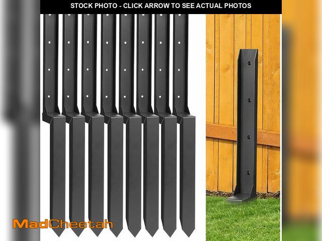 Lot 74-13733513 - 8 Pack Fence Post Repair Kit, 33.5 Inch Heavy Duty Steel Anchor Stakes, One-Piece Fence Post Repair ...