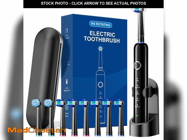 Lot 74-14382859 - MCUDKIK Rotating Electric Toothbrush for Adults, 8 Brush Heads (2 Types) &amp; Travel Case, 5 Cleani...