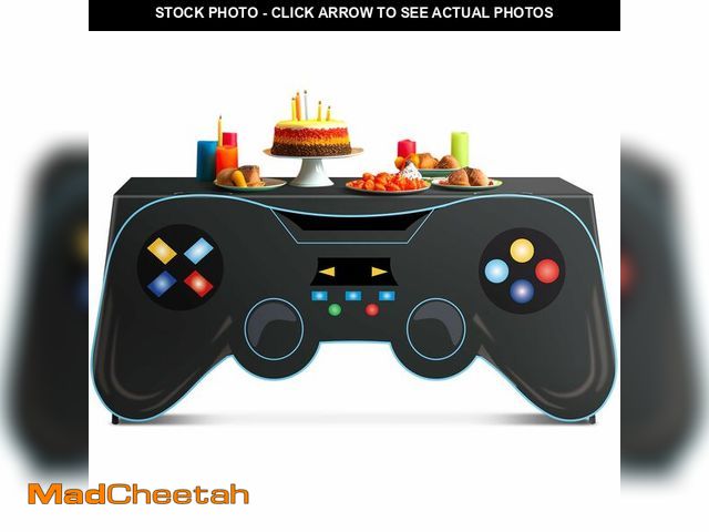 Lot 74-14330462 - 6 Ft Video Game Tablecloth Birthday Party Decoration Game Controller Shaped Table Cover Washable Pol...