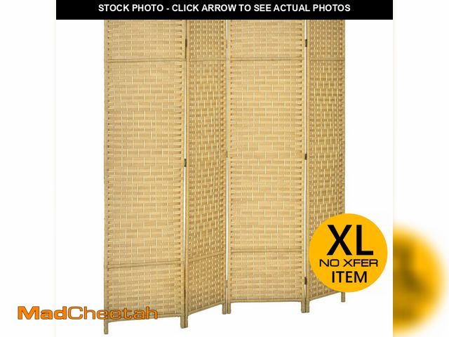 Lot 74-12786554 - HOMCOM 4 Panel Room Divider, 6' Tall Folding Privacy Screen, Hand-Woven Freestanding Wood Partition ...