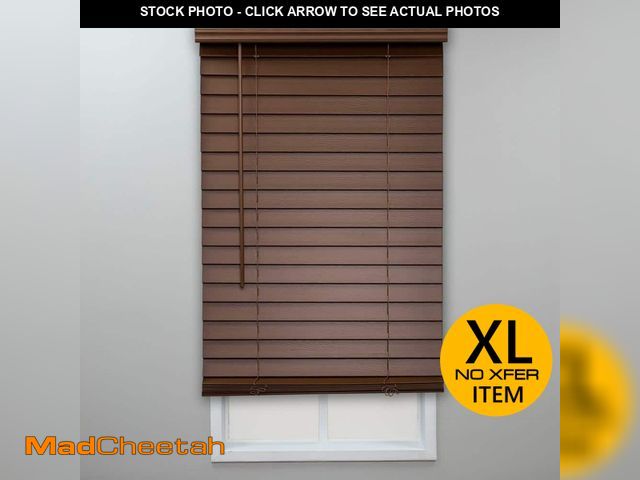 Lot 74-14085462 - StyleWell Textured Dark Oak Cordless Room Darkening Faux Wood Blinds with 2 in. Slats - 71 in. W x 7...