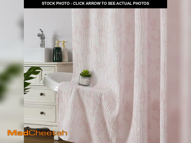 Lot 74-13573074 - OVZME Blush Pink Flower Shower Curtain 72 Inch Length, Crinkled Textured Premium Soft Fabric, Farmoh...