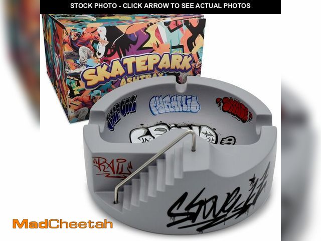 Lot 74-14538675 - Concrete Skatepark Tray (Silver Rail) | USA Brand, Compatible with Mini-Tech Decks, Cool Accessory f...