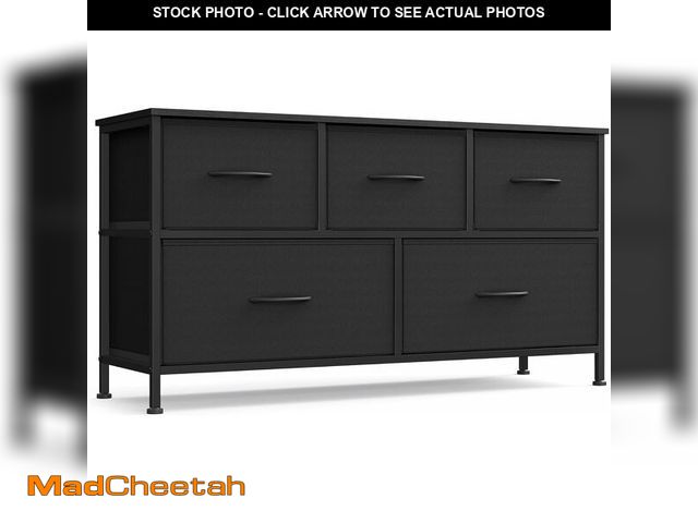 Lot 74-12760483 - SONGMICS Dresser for Bedroom, Chest of Drawers, TV Stand, Steel, MDF, 5 Non-Woven Fabric Drawers, St...