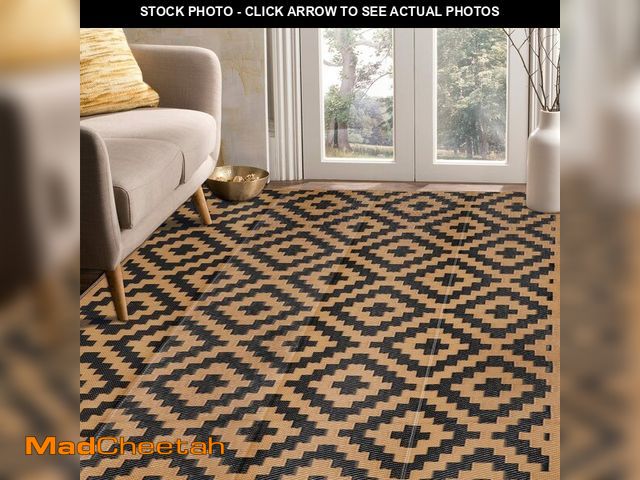 Lot 74-14152579 - SAND MINE Reversible Mats, Plastic Straw Rug, Modern Area Rug, Large Floor Mat and Rug for Outdoors,...