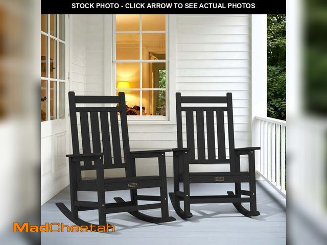 Lot 74-14072172 - SERWALL Oversized Outdoor Rocking Chair Set of 2, All-Weather HDPE Patio Rocker with Wide Armrests f...