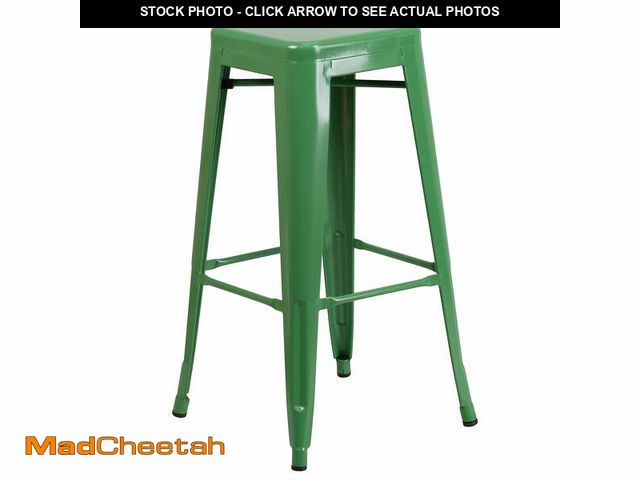 Lot 74-13786424 - Flash Furniture Commercial Grade 30" High Backless Green Metal Indoor-Outdoor Barstool with Square S...