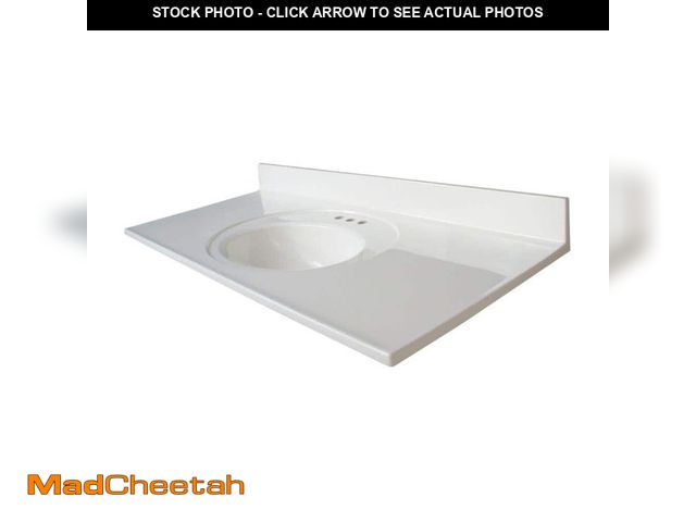 Lot 74-12764922 - Glacier Bay 49 in. W x 22 in. D Cultured Marble White Round Single Sink Vanity Top in White - USED