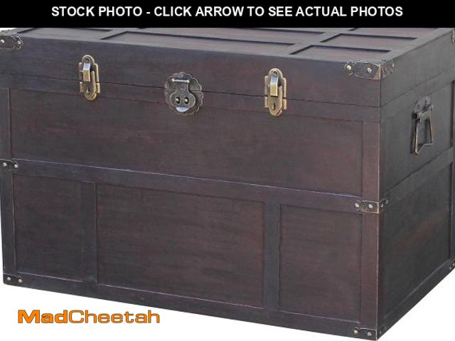 Lot 74-12210436 - Vintiquewise QI003041LNEW Antique Style Wooden Steamer Trunk - UNUSED