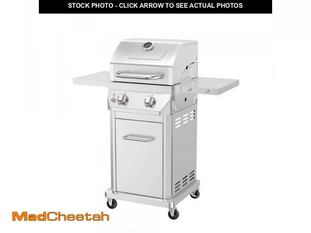 Lot 74-12365375 - Nexgrill 2 Burner Stainless Steel Propane Gas Grill with Folding Side Shelves - UNUSED