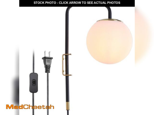 Lot 74-13717059 - LUSTORM 1 Industrial Plug in Wall Light for Bedside-Black Wall Lamp with Plug in Cord for Living Roo...