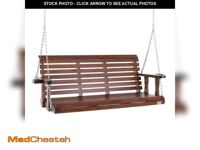Lot 74-14344423 - VEVOR Wooden Porch Swing 5.5 ft. Patio bench swing for Courtyard and Garden Upgraded 880 lbs. Strong...
