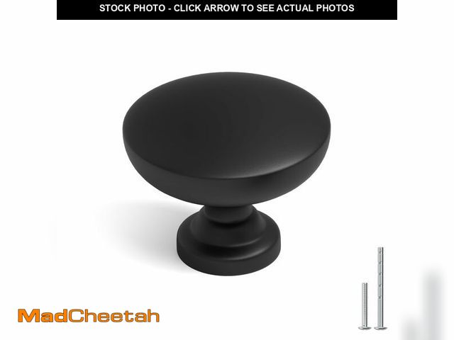 Lot 74-14381381 - homdiy 25 Pack Black Cabinet Knobs Matte Black Round Dresser Drawer Knobs for Cabinets, Aluminum All...