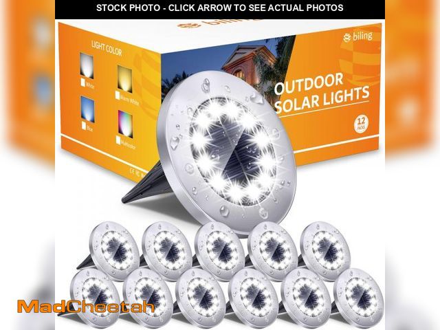 Lot 74-12304154 - Biling Solar Outdoor Lights 12 Pack, Bright 12 LEDs Solar Ground Lights Waterproof, Flat Landscape L...