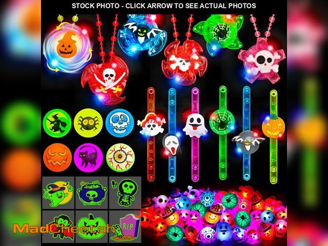 Lot 74-12968875 - 90 PCS Halloween Party Favors for Kids, Glow in The Dark Party Supplies LED Halloween Toys Bulk Ligh...