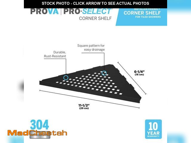Lot 74-14367965 - M-D Building Products 6 in. W x 11.5 in. L Prova Pro-Select Shower Kit Corner Shelf-Square-MBLK - UN...