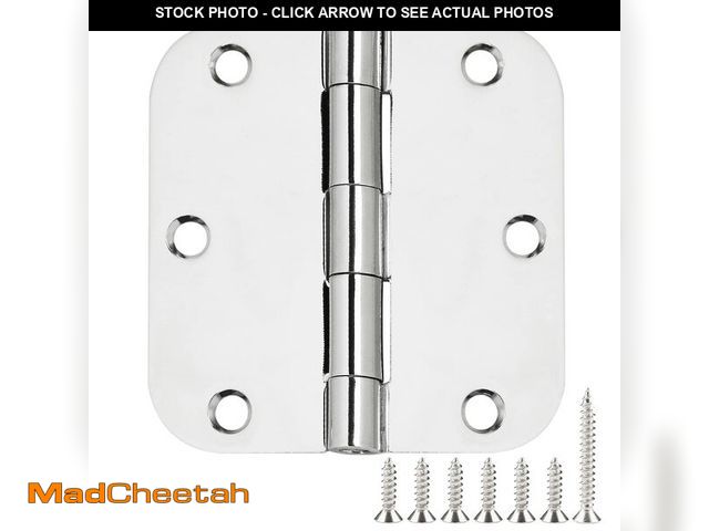 Lot 74-14055387 - 12 Pack Rounded Door Hinges 3.5 Inch 5/8" Radius Polished Chrome Hinges for Interior Doors Bedroom H...