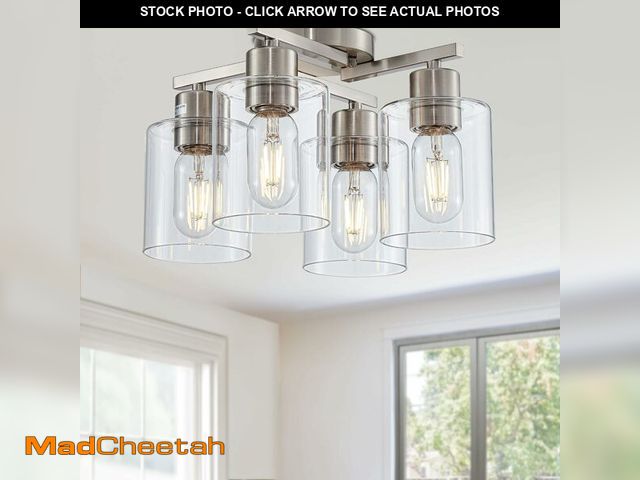 Lot 74-12971260 - DIDUIO Semi Flush Mount Ceiling Light Kitchen Lighting Fixtures Ceiling Brushed Nickel Kitchen Cieli...