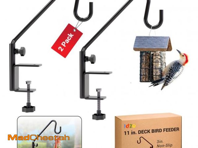 Lot 74-12362873 - *SEE DETAILS* Idzo Deck Bird Feeder Hanger for Railing, 11inch Deck Hook for Bird Feeder Pole, Durab...