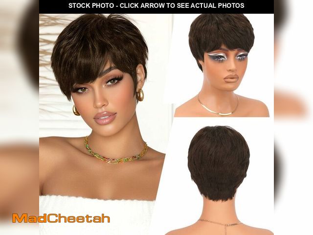 Lot 74-13547067 - PEACOCO Pixie Cut Wig Human Hair Short Wigs for Black Women Natural Straight Glueless Pixie Wig with...