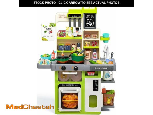 Lot 74-13716451 - Kids Play Kitchen Set, Toddler Kitchen Playset with Sound &amp; Light, Cooking Stove with Steam, Pla...