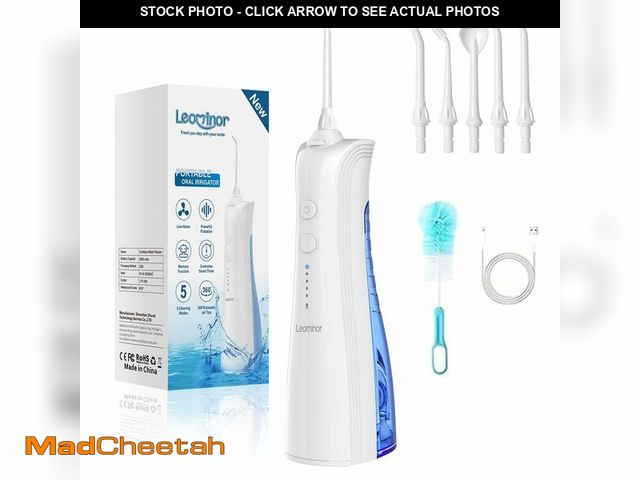 Lot 74-14061560 - Leominor Water Dental Flosser - 5 Modes Cordless Portable Oral Irrigator, IPX7 Waterproof, Rechargea...