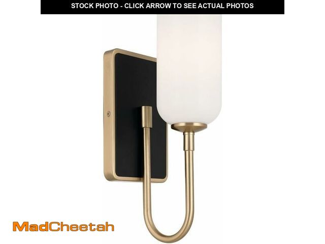 Lot 74-12827919 - KICHLER Solia 1-Light Wall Sconce, Modern Light with Opal Glass in Champagne Bronze with Black, Damp...